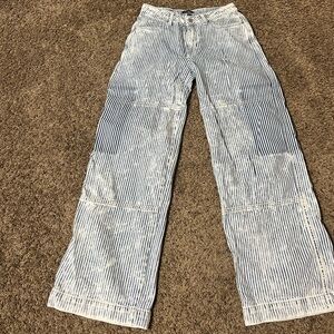 Wild Fable Blue and White Striped Flare Jeans